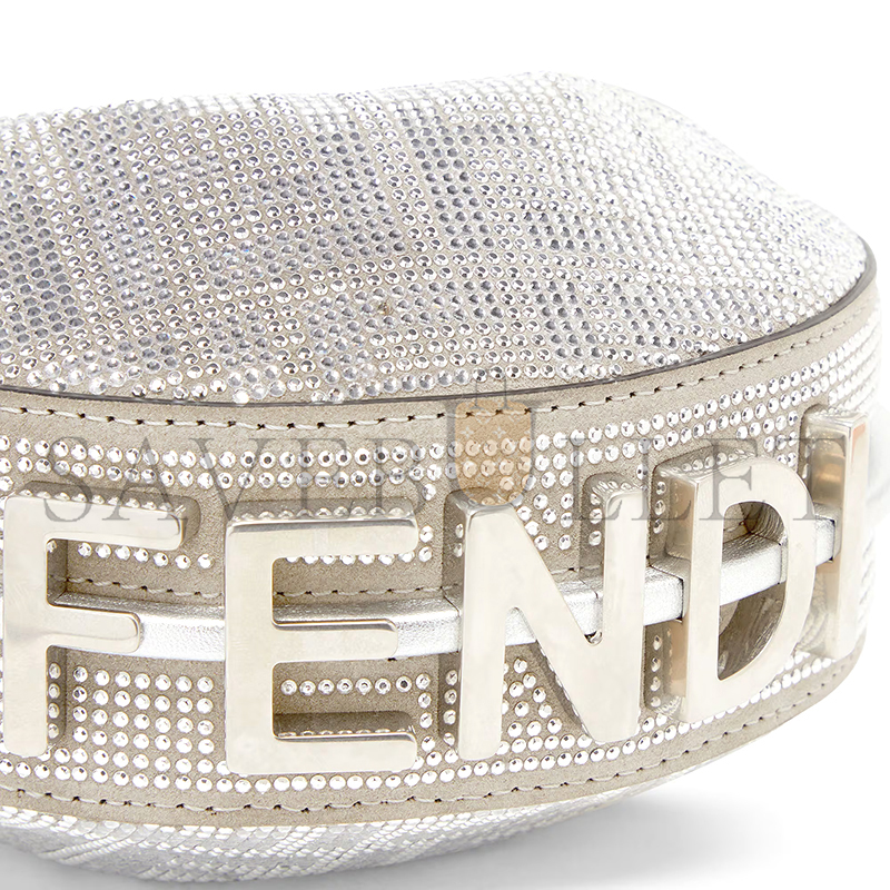 FENDI NANO FENDIGRAPHY SILVER CRYSTALS CHARM 7AS089APKFF1MZK (16.5*14*5cm)